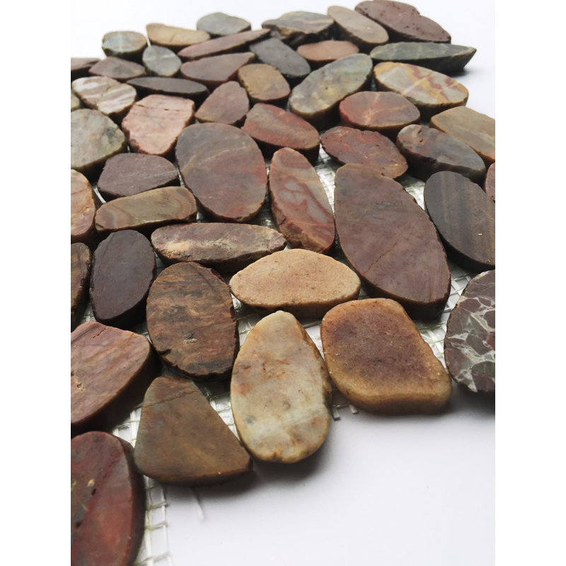 Fustone Flat River Rock Random Sized Natural Stone Mosaic Tile In Random Sized Natural Stone Mosaic Tile