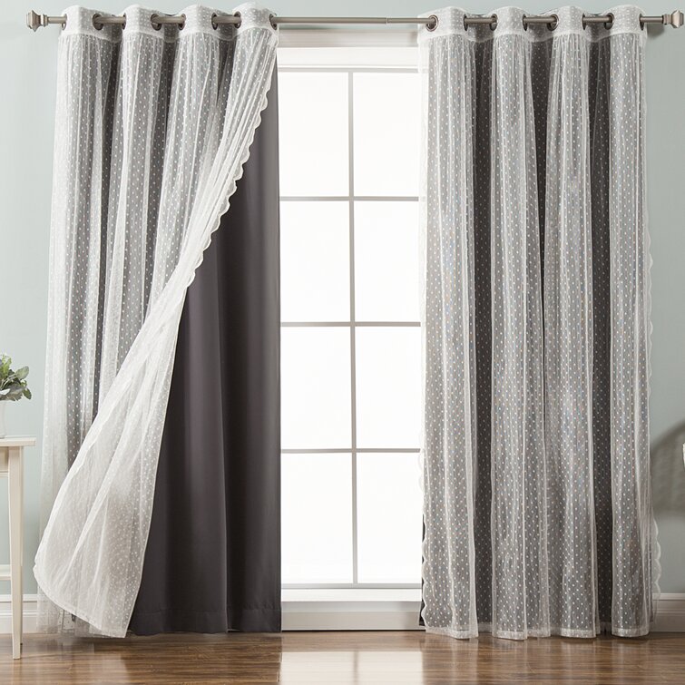Set Of 2 Ava Blackout Weave Curtain Panels With Tie Backs Pair