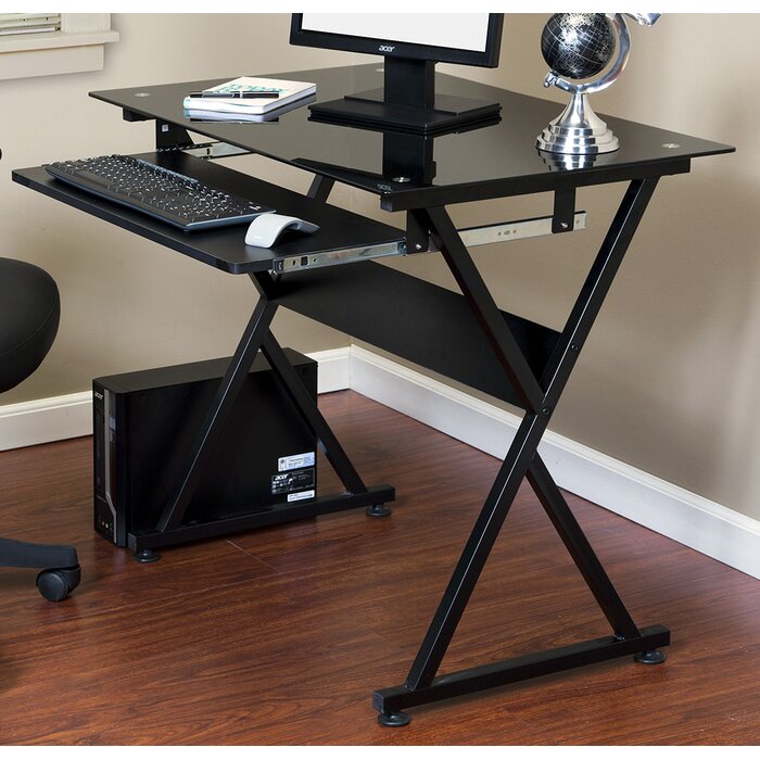 Symple Stuff Suydam Glass Computer Desk Reviews Wayfair Ca