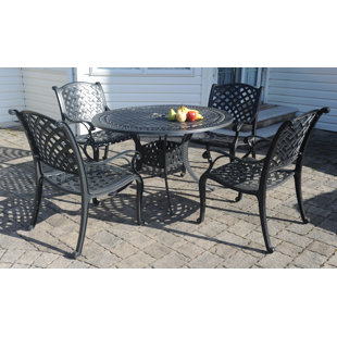 Go to store & view more images Pruden 5 Piece Dining Set with Sunbrella Cushions by Canora Grey