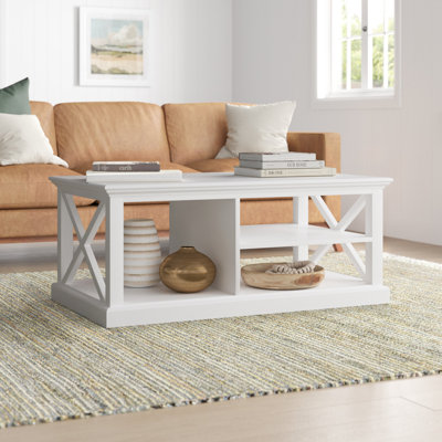 Guildford Solid Wood Floor Shelf Coffee Table with Storage