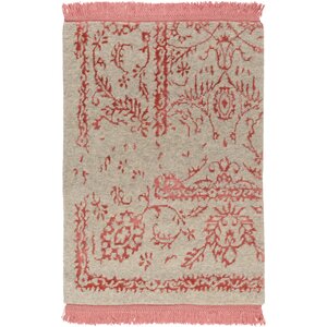 Marwan Hand-Knotted Coral/Khaki Area Rug