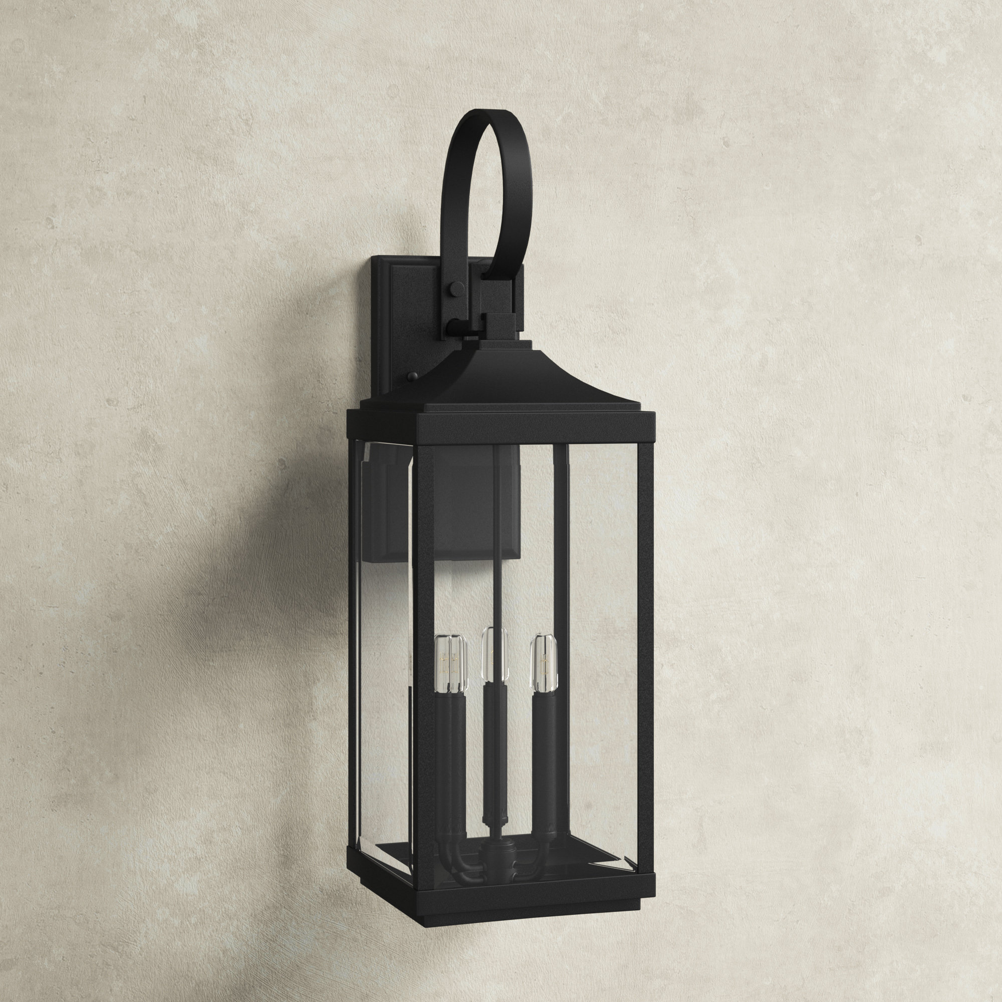 Modern Black Single Light Cone-Shaped Lantern Metal Indoor/Outdoor Wall Sconce 