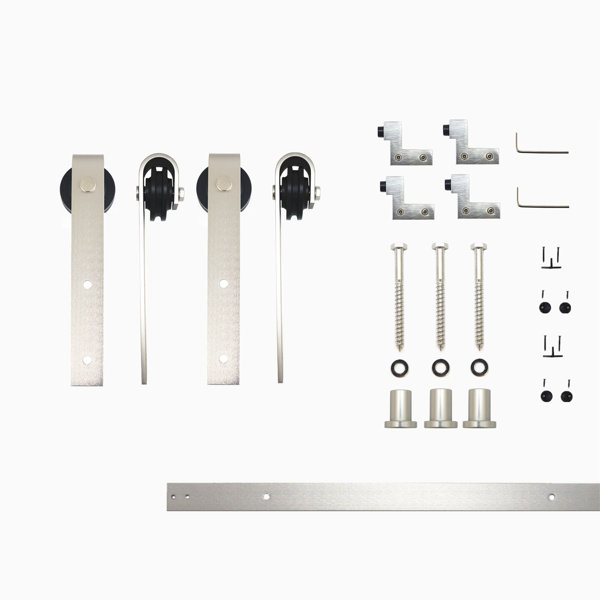 Homacer Stainless Brushed Nickel Steel Standard Double Barn Door Hardware Kit & Reviews | Wayfair.ca
