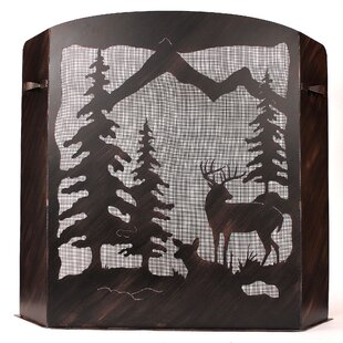 Gonzalez Deer Scene 3 Panel Iron Fireplace Screen By Loon Peak