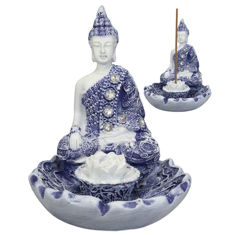 World Menagerie Wiseman Bhumisparsha Mudra Buddha Amitabha Meditating By Padma Lotus Flower Incense Holder Burner Figurine Reviews Wayfair