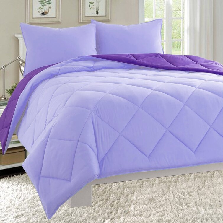Microfiber Down Alternative Comforter Purple Full/Queen All-season Warmth 