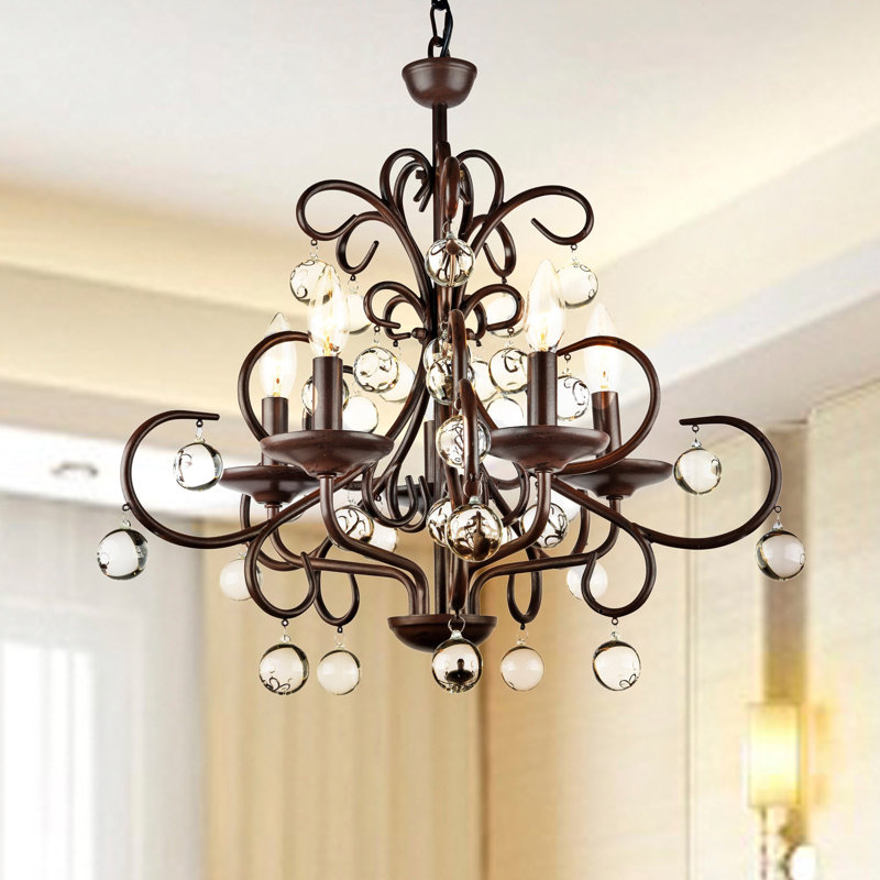 Wrought Iron Mini Chandeliers Jonathan Steele Charlton Home Frandsen Wrought Iron 5 Light Led Mini Chandelier