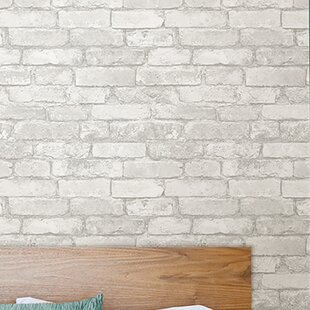 Wokingham Gray And White 18 X 205 Brick Peel And Stick Wallpaper Roll