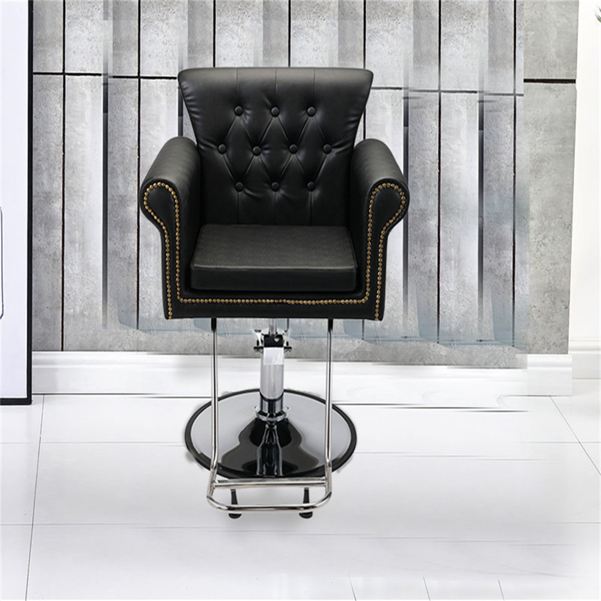 black leather barber chair