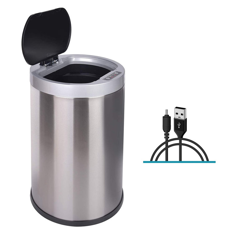 Bedroom Or Bathroom Automatic Touchless Stainless Steel 3.2Gallon Kitchen  Trash Can Electric Small Garbage Can With Lid Suitable For Kitchen Living  ...