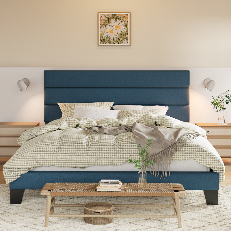 incomplete Low Profile Platform Bed Color: Blue, Size: Queen