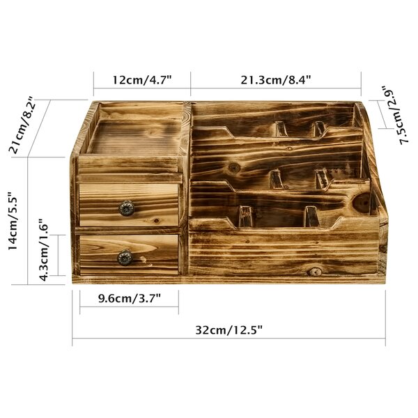 Rustic Makeup Organizer For Vanity Great For Rustic or Industrial Home Decor 3 PIECE Rustic Wooden Desk Organizer Set Rustic Mail Organizer For Desktop