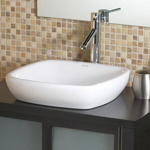 Amalie Classically Redefined Semi-Recessed Ceramic Square Vessel Bathroom Sink