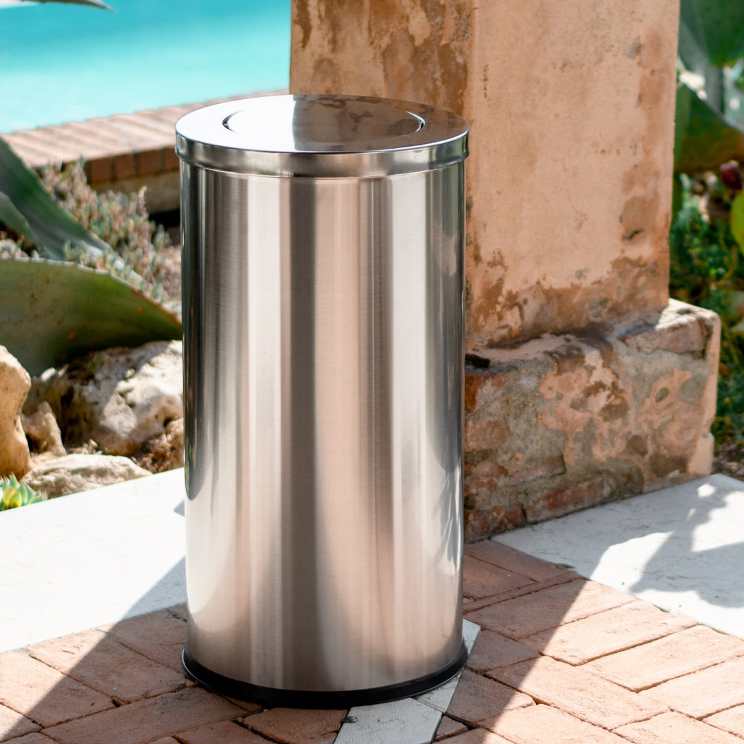 Waste Bin With Hinged Lid | Kitchen Bin Made Of Steel | Removable Lid | Cm Diameter 38 X 73 | L 52 | Kg 8