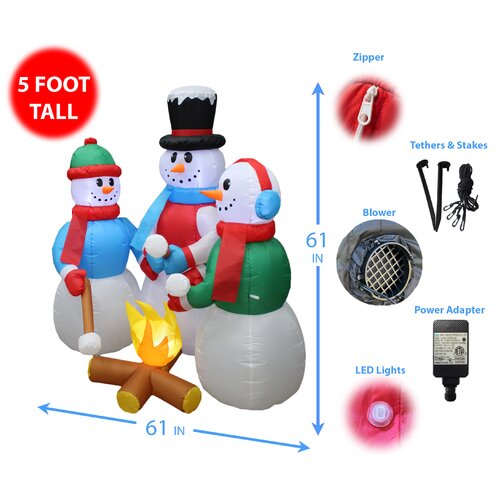 The Holiday Aisle® Christmas Snowmen Campfire Roasting Marshmallows ...