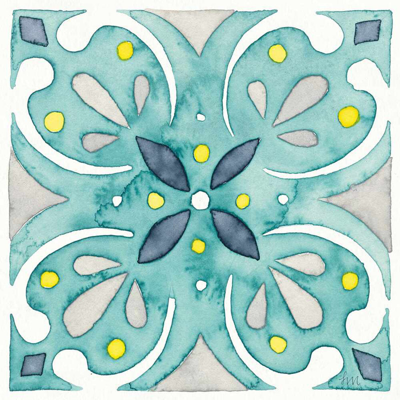 Garden Getaway Tile IV Teal Size: 12" H x 12" W