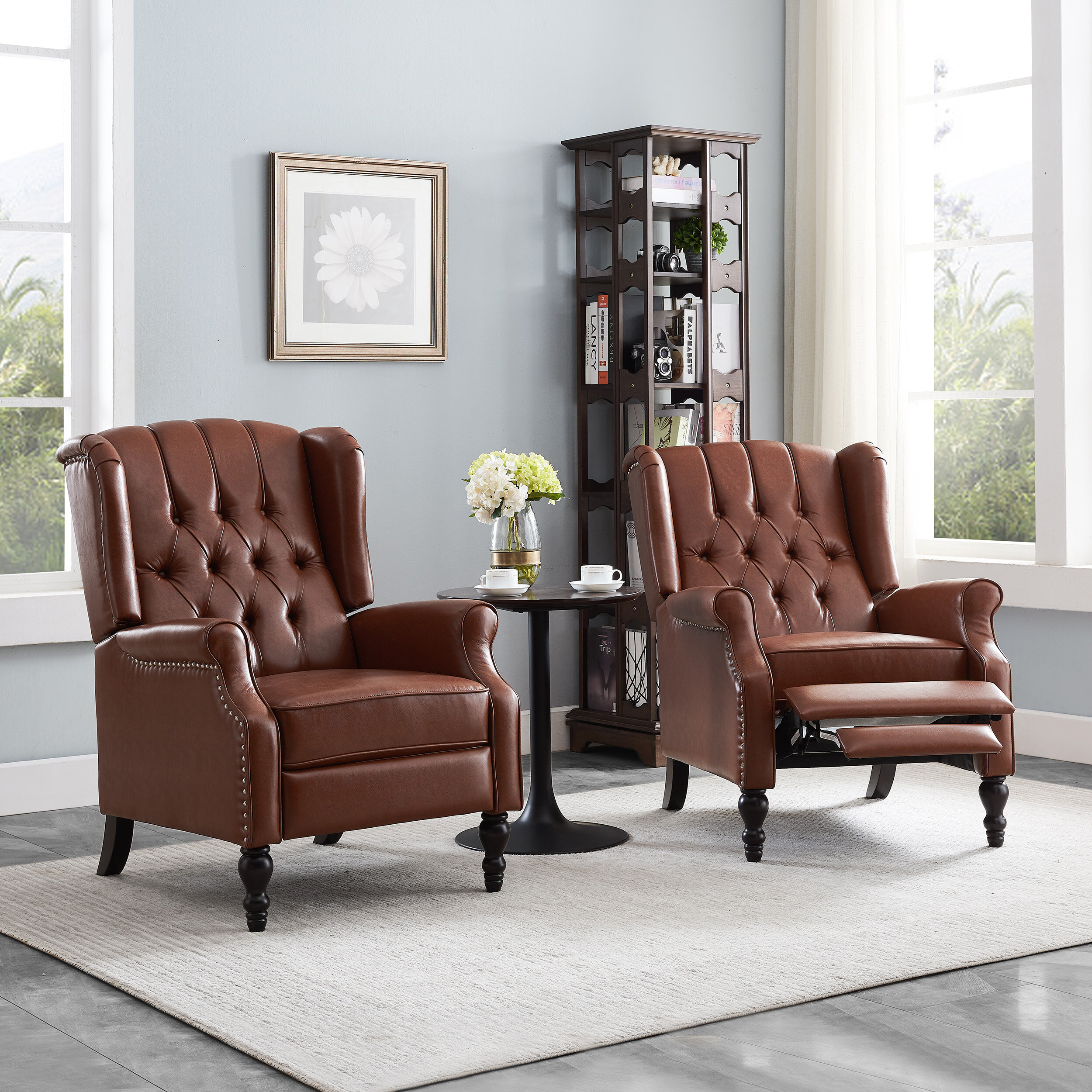 leather wing back recliner