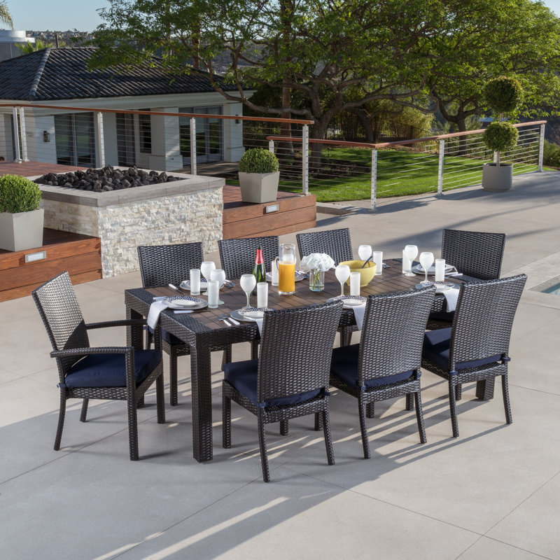 Three Posts Evansville 9 Piece Outdoor Dining Set With Cushion Evansville 9 Piece Outdoor Dining Set With Cushion