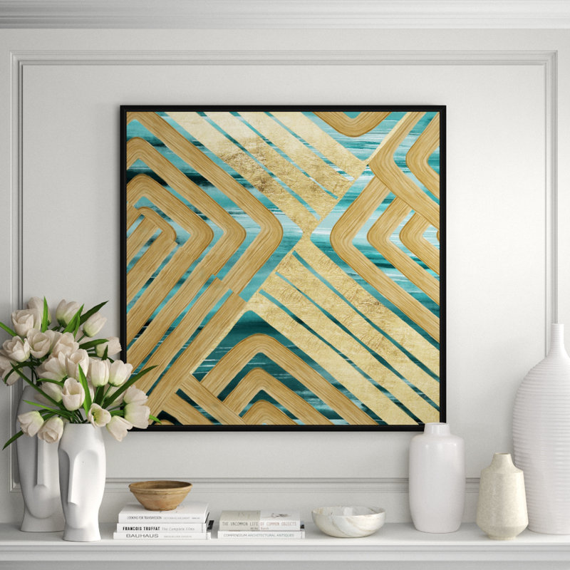 Jbass Grand Gallery Collection Teal And Gold Trace Ii Painting