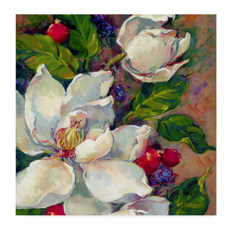Charlton Home Magnolia Square Acrylic Painting Print On Wrapped