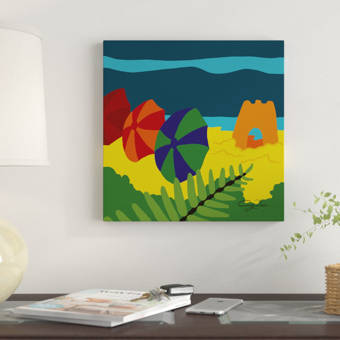 Winston Porter Sand Castles And Beach Umbrellas Acrylic Painting