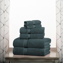 6-Piece Egyptian Cotton Towel Set Grey Pinzon Oversized Soft Extra-Heavy NEW 