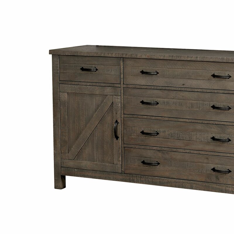Gracie Oaks Wood And Metal Dresser With 5 Drawers And 1 Cabinet