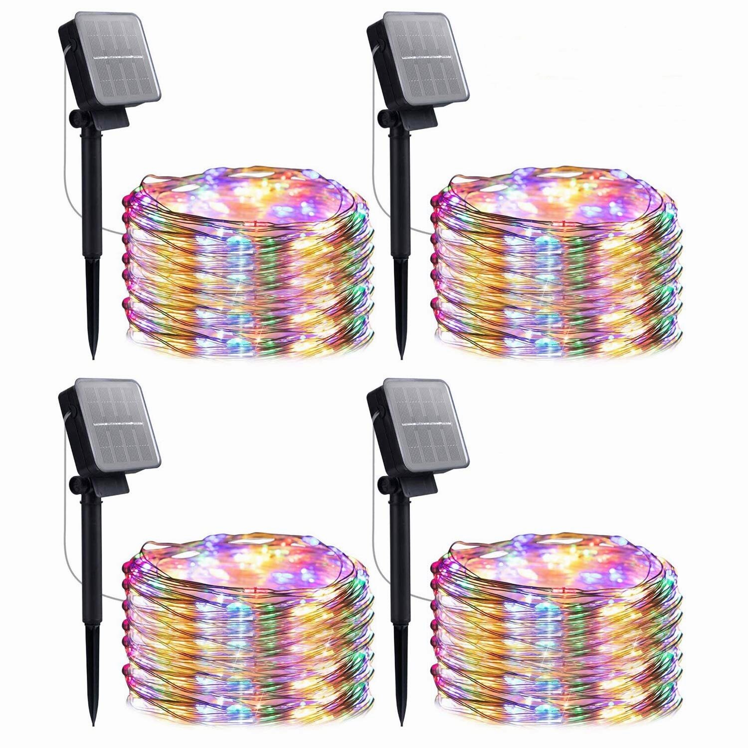 100 Solar Powered Outdoor LED Fairy Lights 4 Color Christmas Holiday Lights.