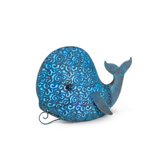 Stacked Blue Whales Cast Iron Table Figurine 