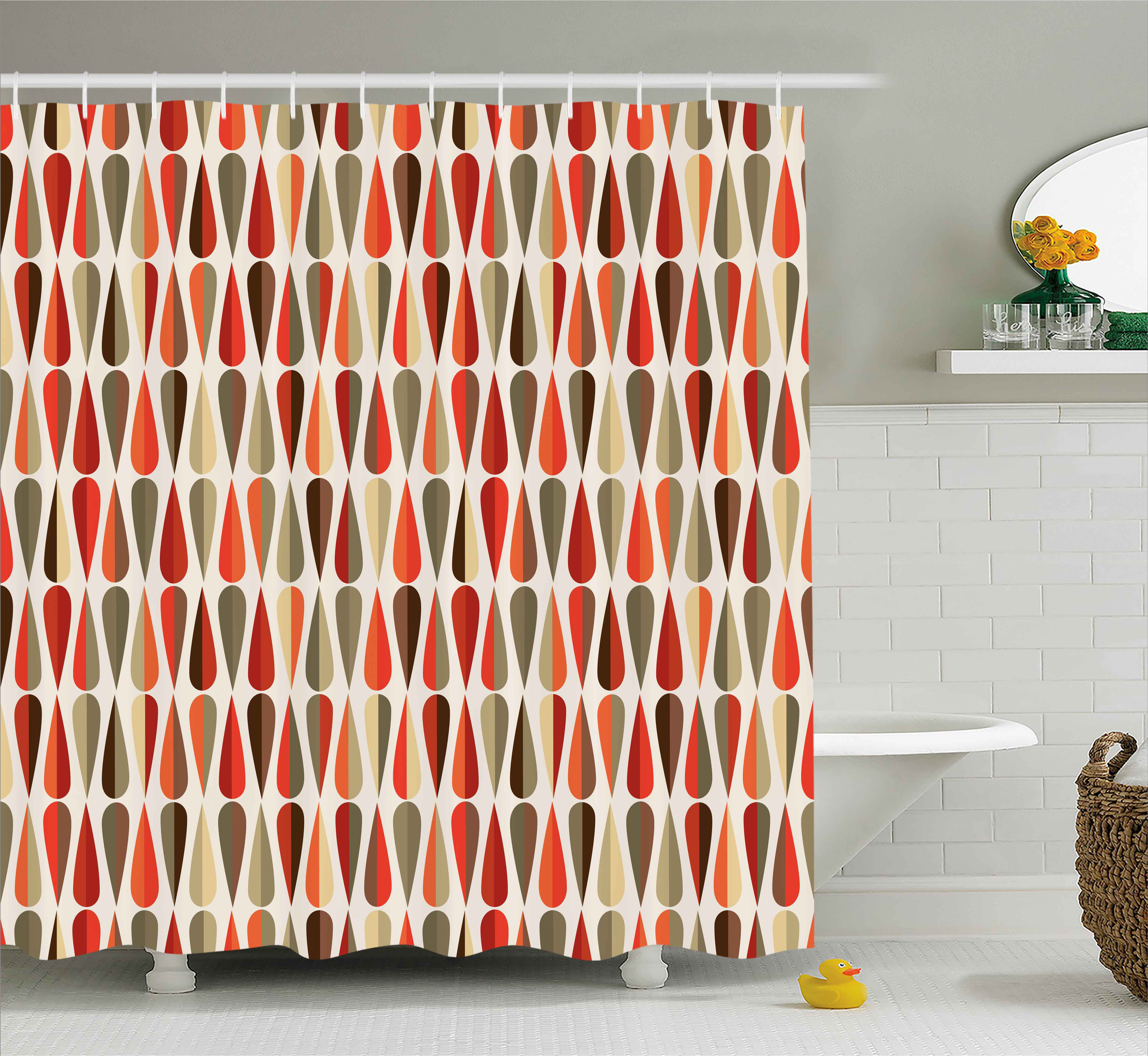 Ivy Bronx Alexander Retro Home Decor 60s 70s Style Geometric Round Ivy Bronx Alexander Retro Home Decor 60s 70s Style Geometric Round Shaped Design With Warm Colors Print Single Shower Curtain Wayfair
