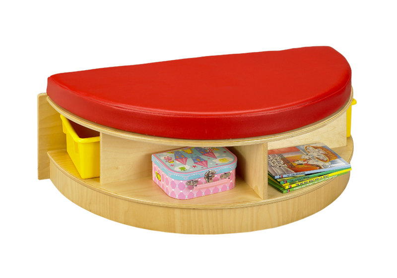 A E Wood Designs Cubbie Red Half Circle Reading Bench With Storage Wayfair
