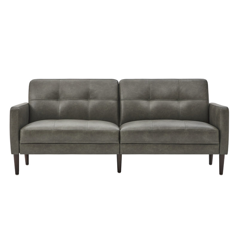 ( Incomplete, Only Part ) Bharati Leather Sofa Leather Type: Gray Faux Leather