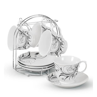Tea Cup Set With Stand Wayfair Coffee Cups On Metal Stand Fl Set Of 4