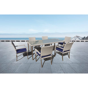 Go to store & view more images Cray 7 Piece Sunbrella Dining Set with Sunbrella Cushions by Highland Dunes