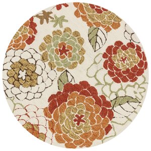 Francesca Hand-Hooked White/Red Area Rug