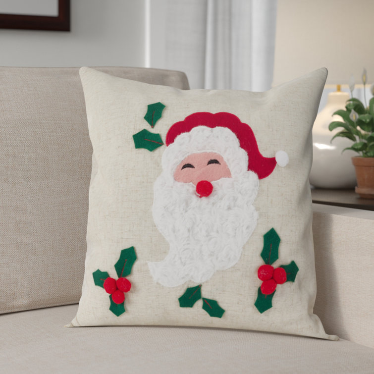 The Holiday Aisle Randle Houx De Noel Santa Claus 3d Holiday Christmas Linen Throw Pillow Wayfair