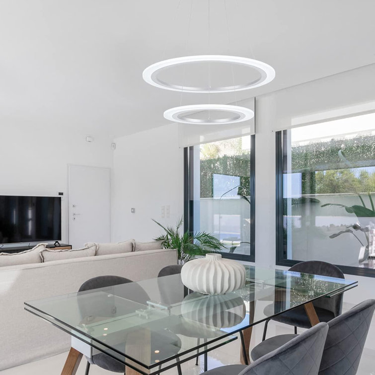 2 Rings Ceiling Pendant Light Adjustable Hanging Lamp Fixtures Contemporary Living Room Foyer Dining Room Pendant Lights Modern LED Chandelier Silver Cool White 2 Rings Ceiling Pendant Light Adjustable Hanging Lamp Fixtures Contemporary Living Room Foyer Dining Room Pendant Lights Modern LED Chandelier Silver Cool White