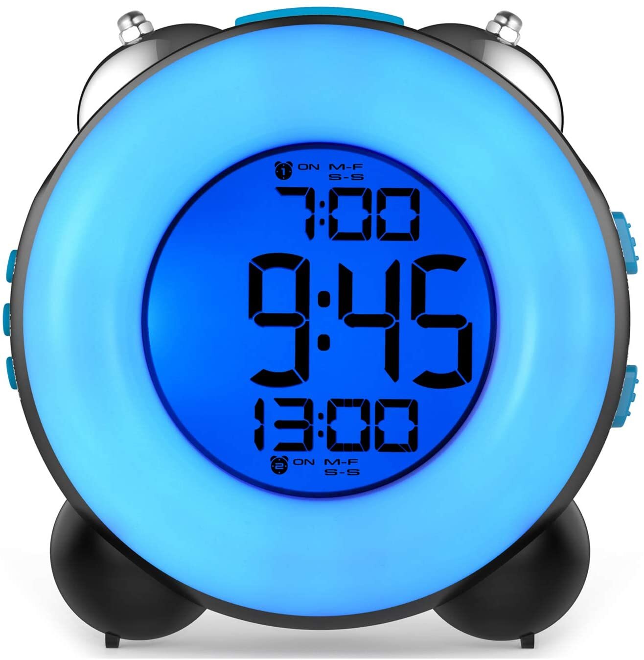 4 inch 4" Multi Color Bell BedSide Nightlight Metal Double Loud Alarm Clock LOT 