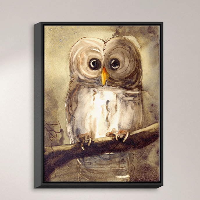 Dianochedesigns Redbird Cottage Owl Watercolor Painting Print On