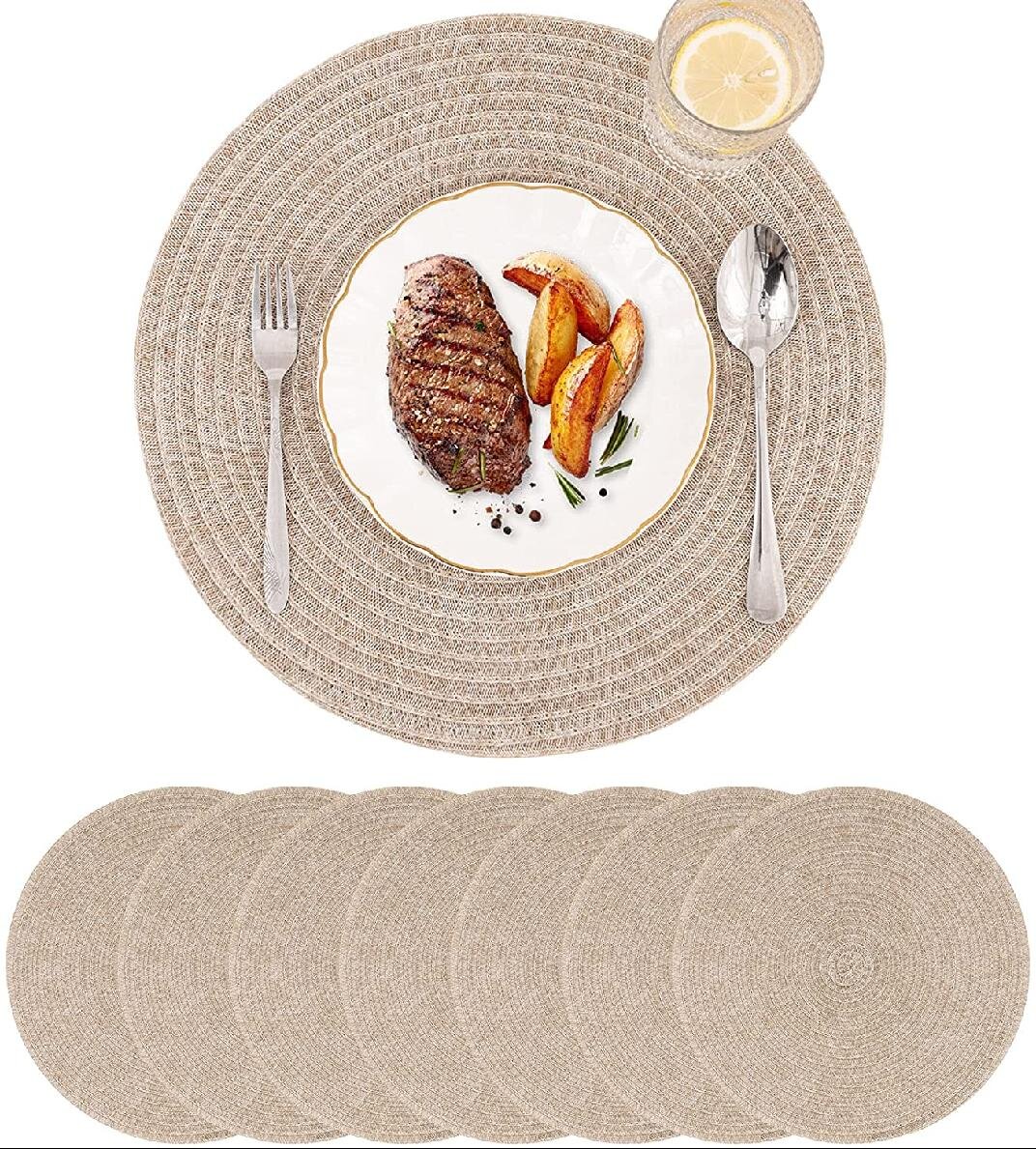 Set of 6 Place Mats And Coasters PVC Non-Slip Washable Placemat For Dinner Plate