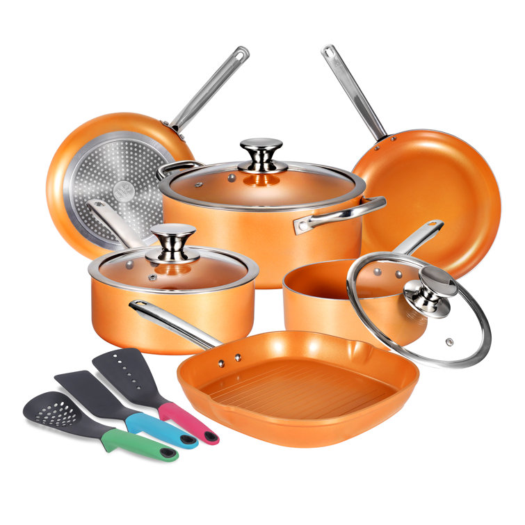 LovoIn Aluminum Nonstick Cookware Set, Ceramic Coating Saucepan With Lid,  Frying Pan, Stock Pot
