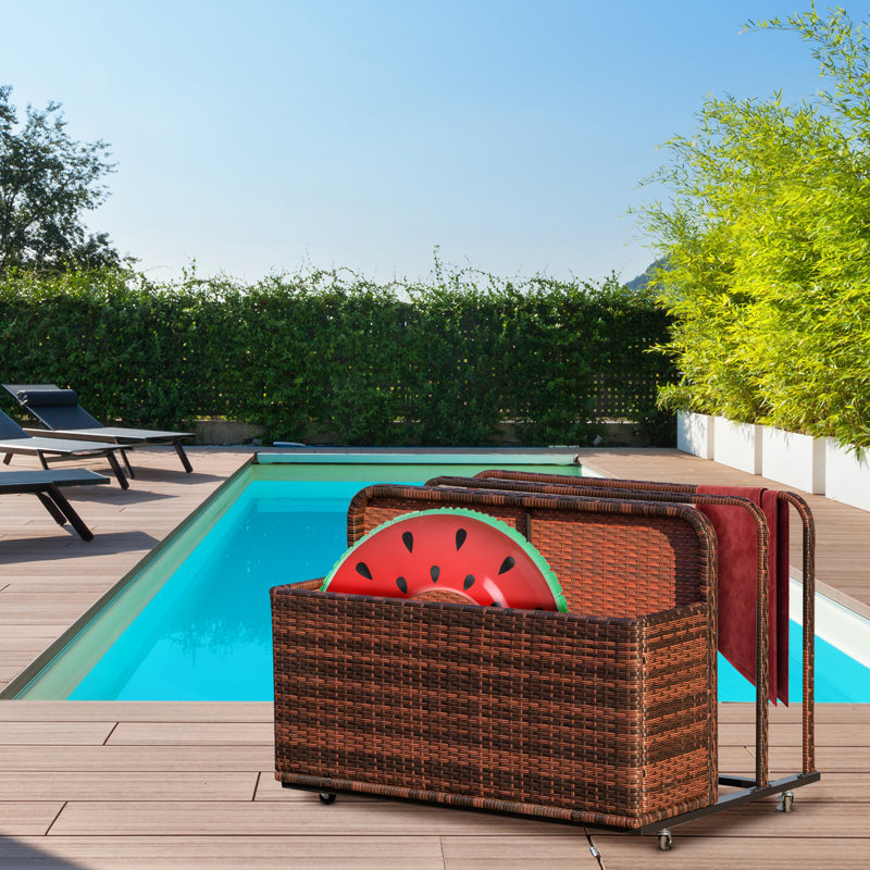 Outsunny Outdoor Patio Rattan Storage Basket Compartments ...