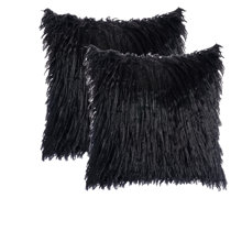 black furry throw pillows