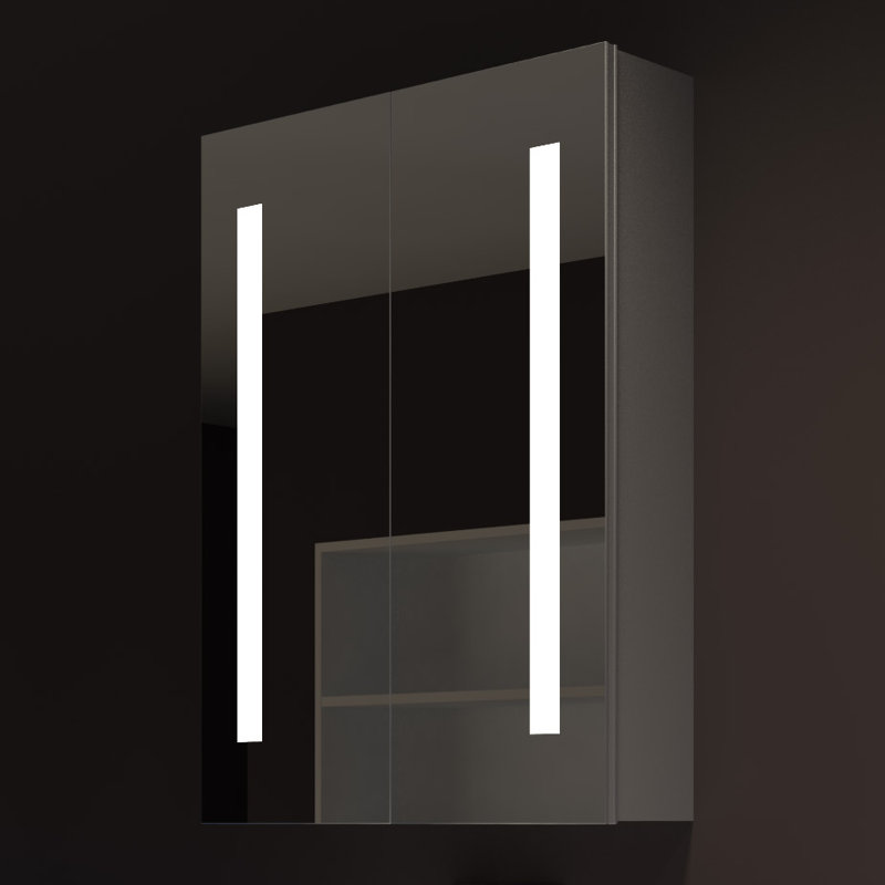 Orren Ellis Lency 24 X 32 Surface Mount Framed Medicine Cabinet With Led Lighting Wayfair