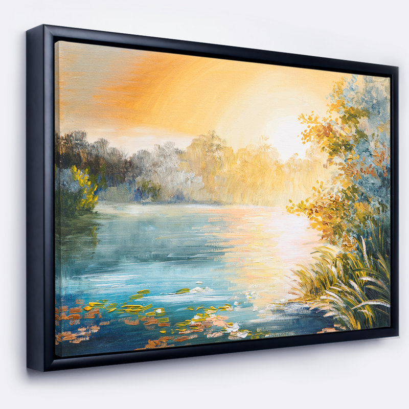 East Urban Home Sunset On The Lake Framed Oil Painting Print On