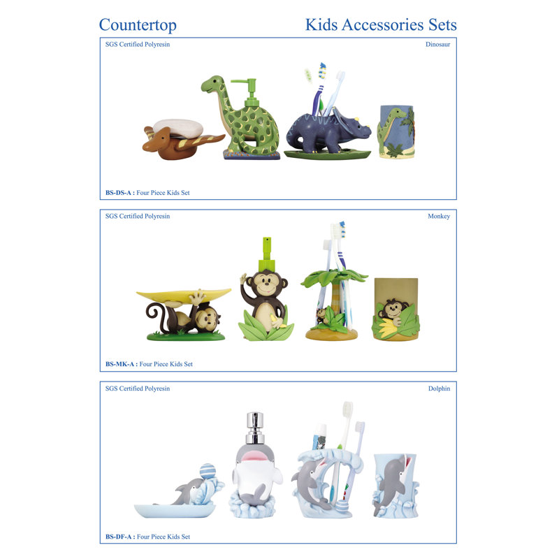 Modona Dinosaur Kids 4 Piece Bathroom Accessory Set Reviews
