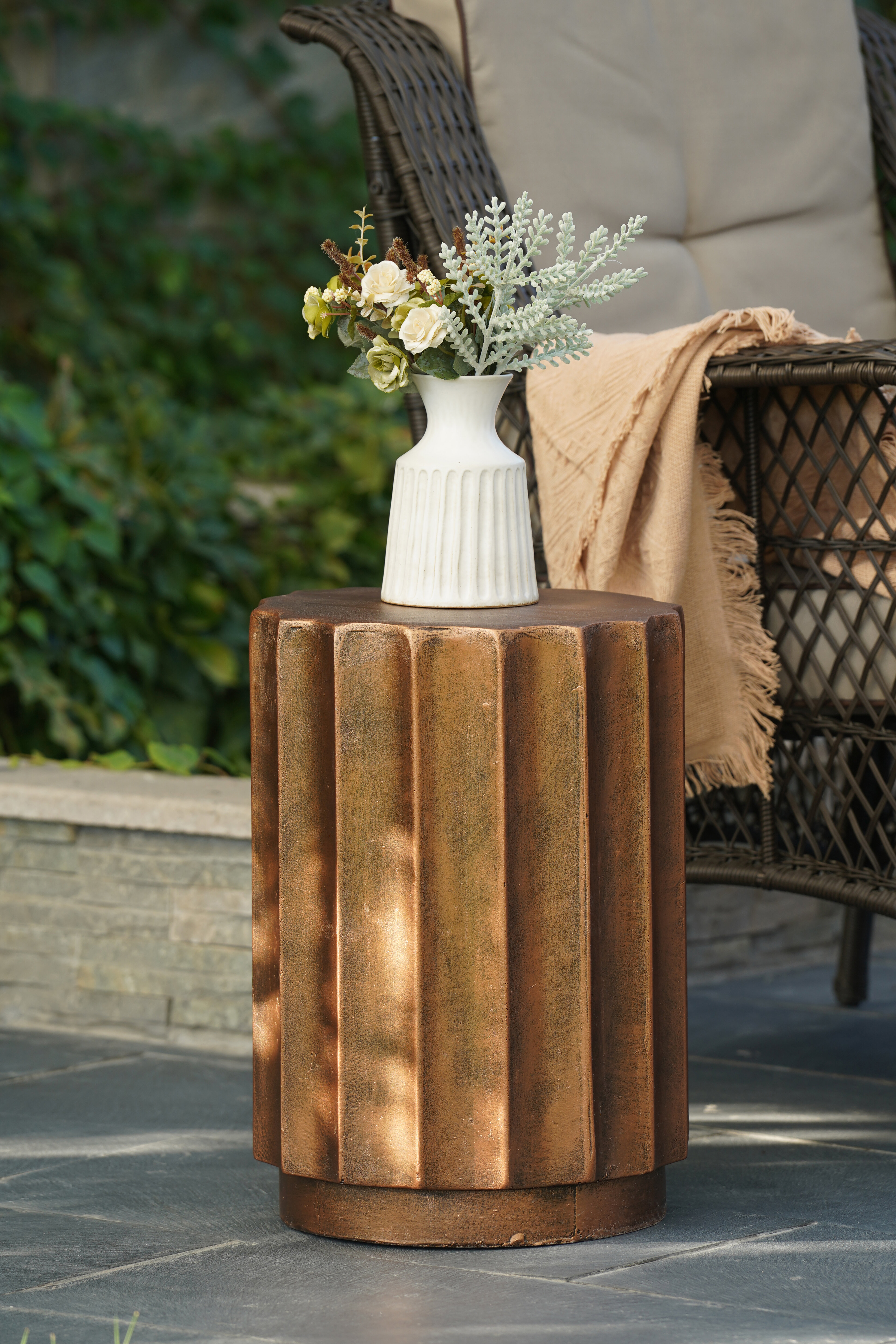 copper outdoor side table