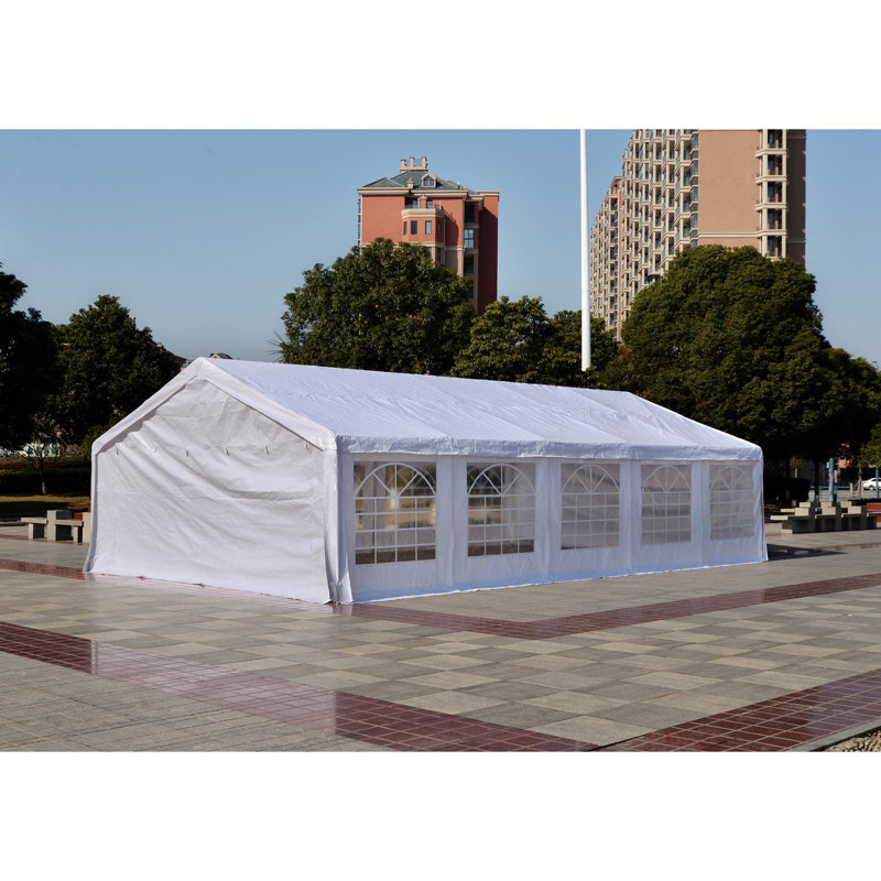 Outsunny Heavy Duty Carport 20 Ft W X 32 Ft D Steel Party Tent Canopy Reviews Wayfair