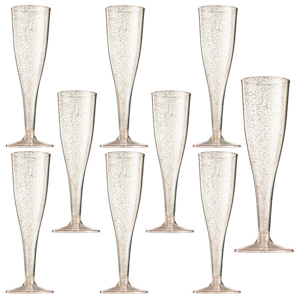 25 Pieces Premium Plastic Rose Gold Dot Champagne Flutes Party Supplies 